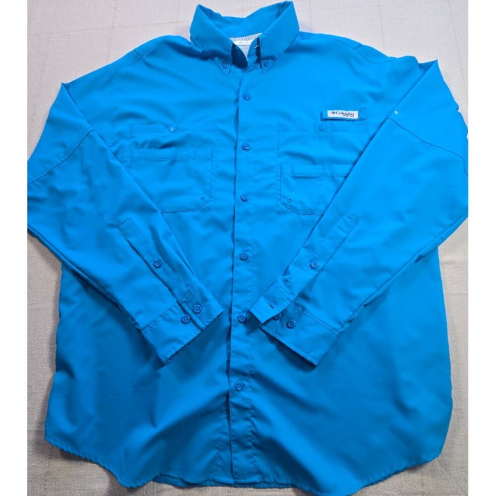 Columbia PFG Fishing Shirt Men’s L Blue Long Sleeve Button Down Omni-Shade